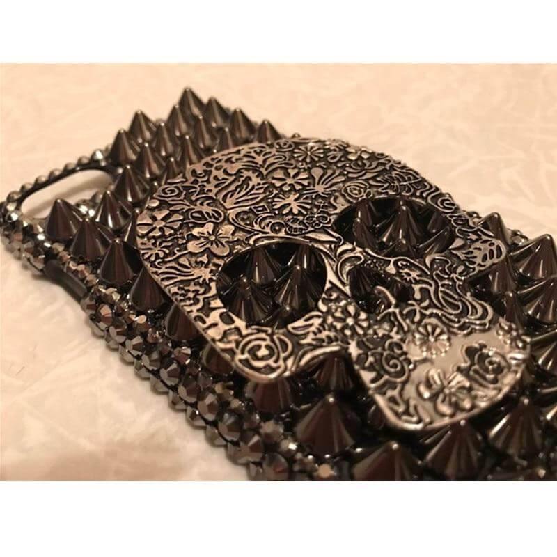 Phone Case 3D Skull Rhinestone Heavy-Duty Protection
