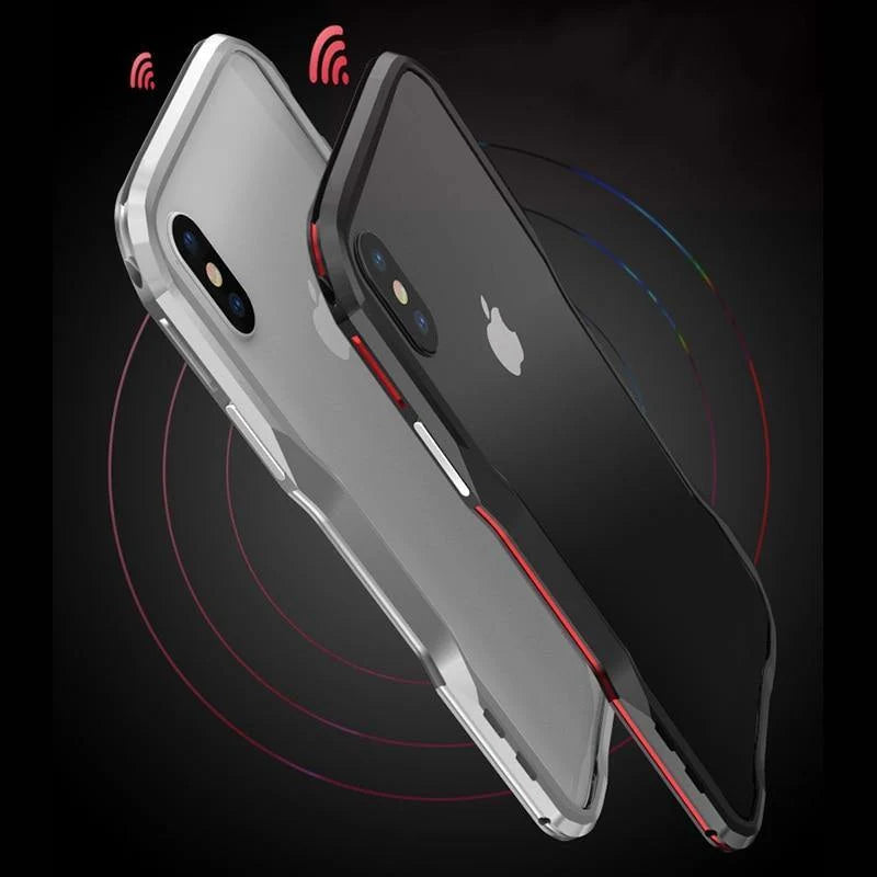 Phone Case Aluminum Frame Clear Back Wireless Charging