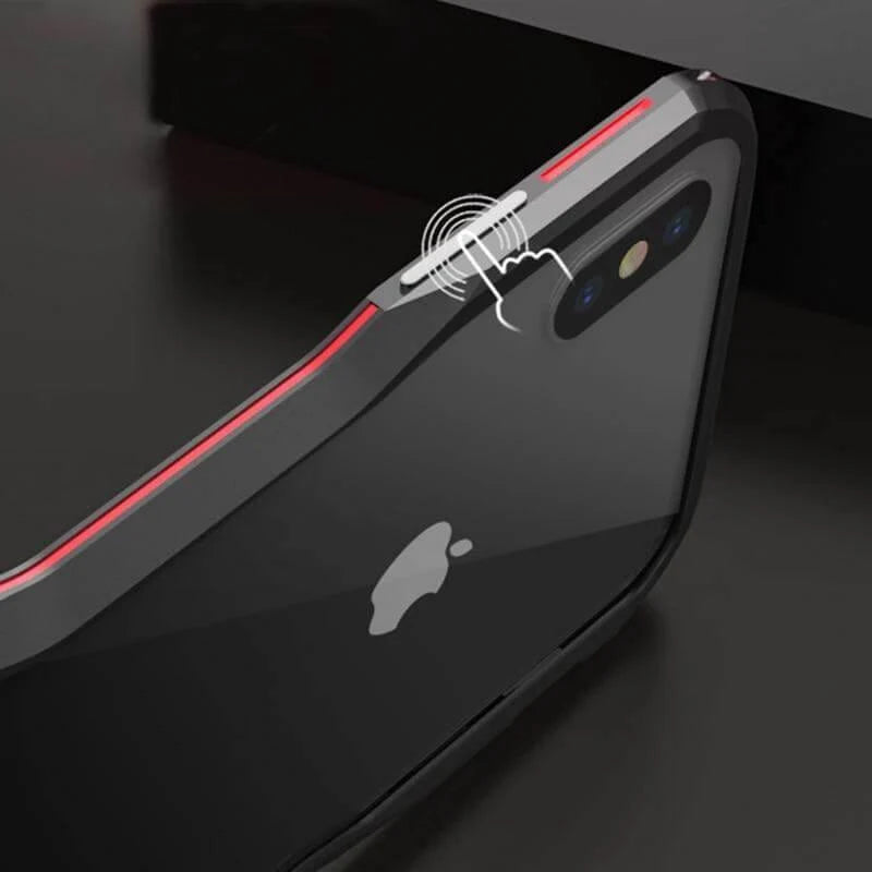 Phone Case Aluminum Frame Clear Back Wireless Charging