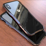 Phone Case Aluminum Frame Clear Back Wireless Charging