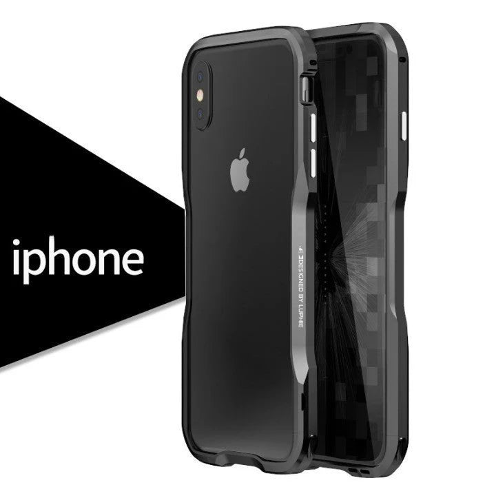 Phone Case Aluminum Frame Clear Back Wireless Charging