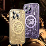 Phone Case Clear Geometric Magnetic Wireless Charging Compatible