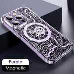 Phone Case Clear Geometric Magnetic Wireless Charging Compatible