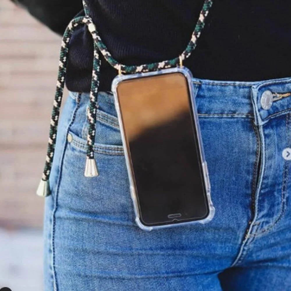 Phone Case Clear TPU Crossbody Strap Shock-Resistant Protection