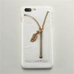 Phone Case Crocodile Grain Card Slot Zipper Closure