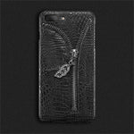 Phone Case Crocodile Grain Card Slot Zipper Closure