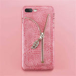 Phone Case Crocodile Grain Card Slot Zipper Closure