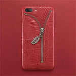 Phone Case Crocodile Grain Card Slot Zipper Closure