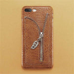 Phone Case Crocodile Grain Card Slot Zipper Closure