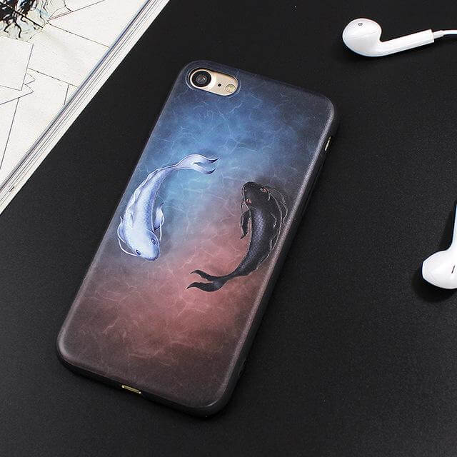 Phone Case Fish Pattern Impact-Resistant Matte Finish