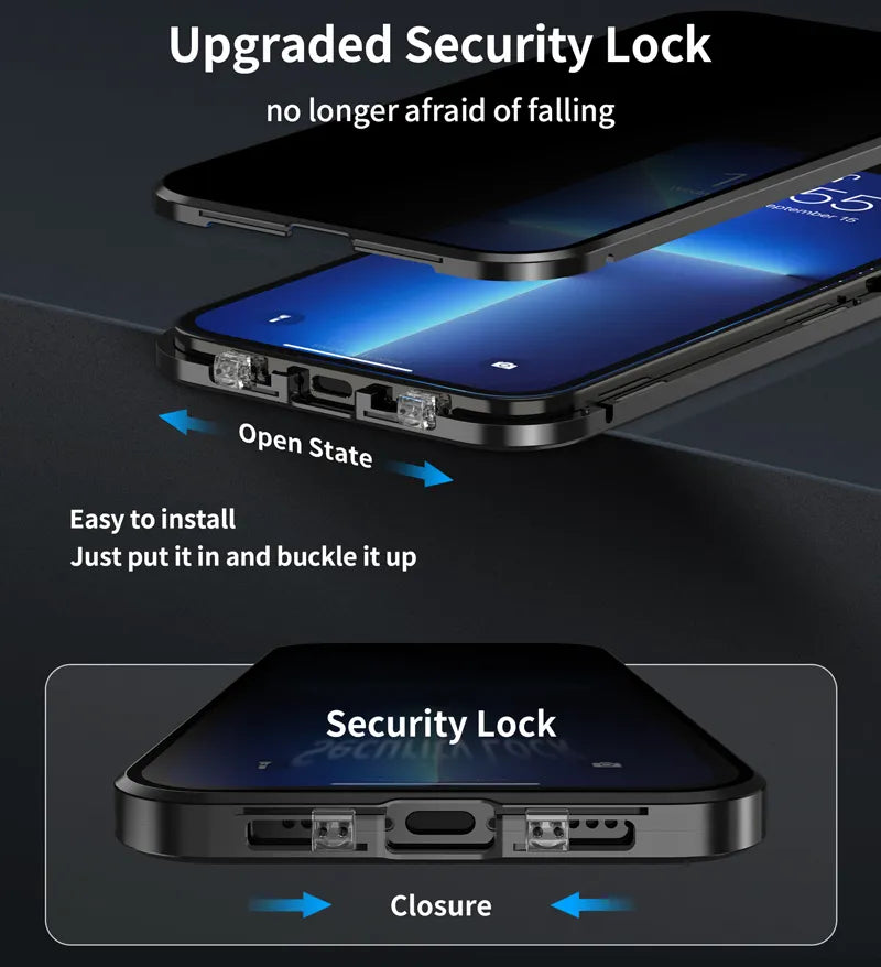 Phone Case Full-Coverage Privacy Screen Magnetic Closure