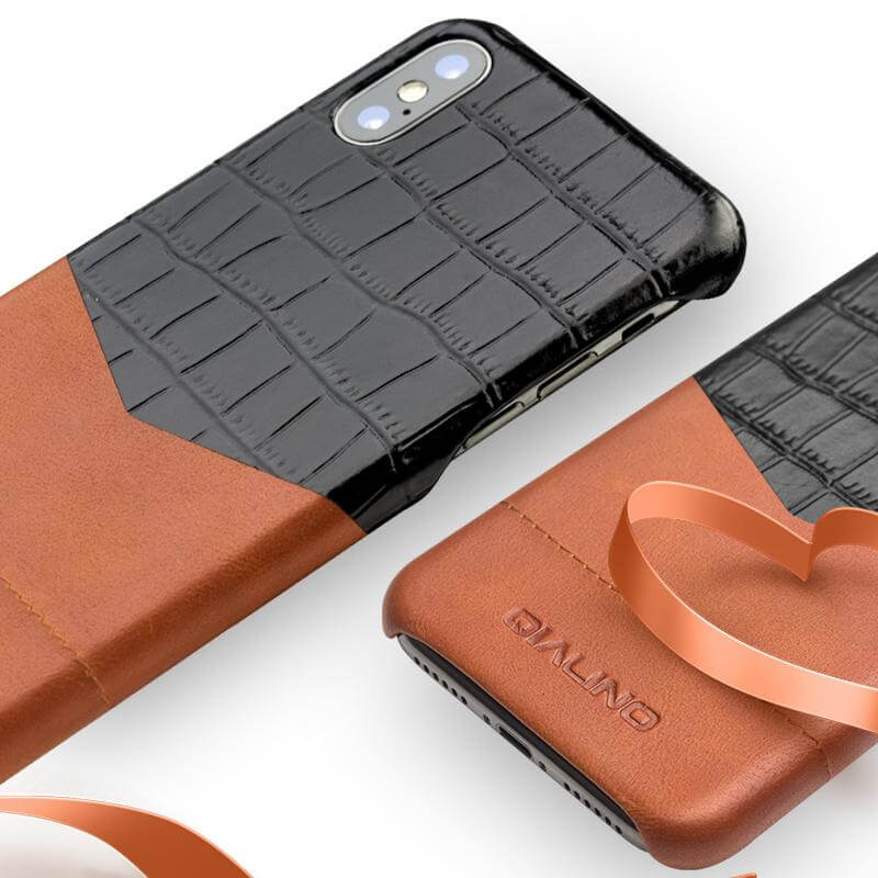 Phone Case Full-Grain Leather Crocodile Pattern Scratch & Drop Protection