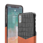 Phone Case Full-Grain Leather Crocodile Pattern Scratch & Drop Protection