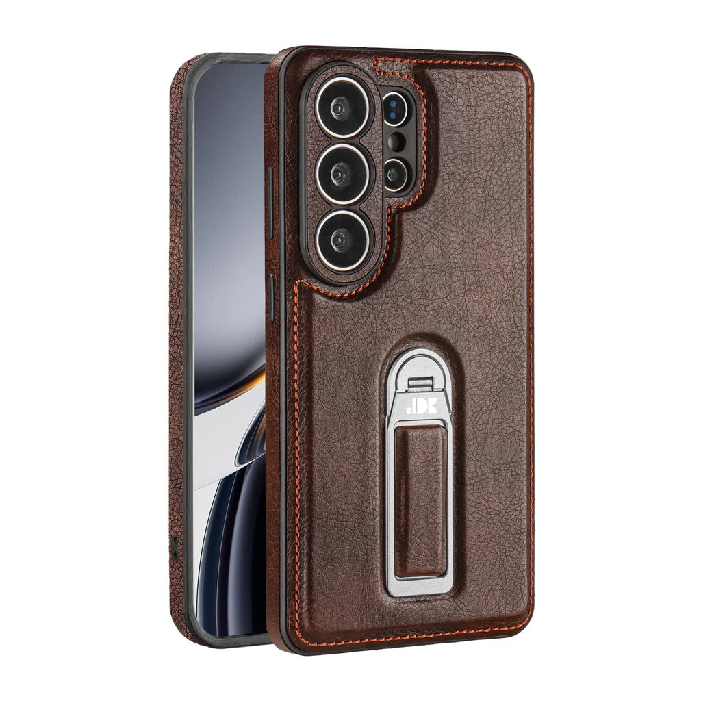 Phone Case Genuine Leather Adjustable Stand Magnetic Wireless Charging