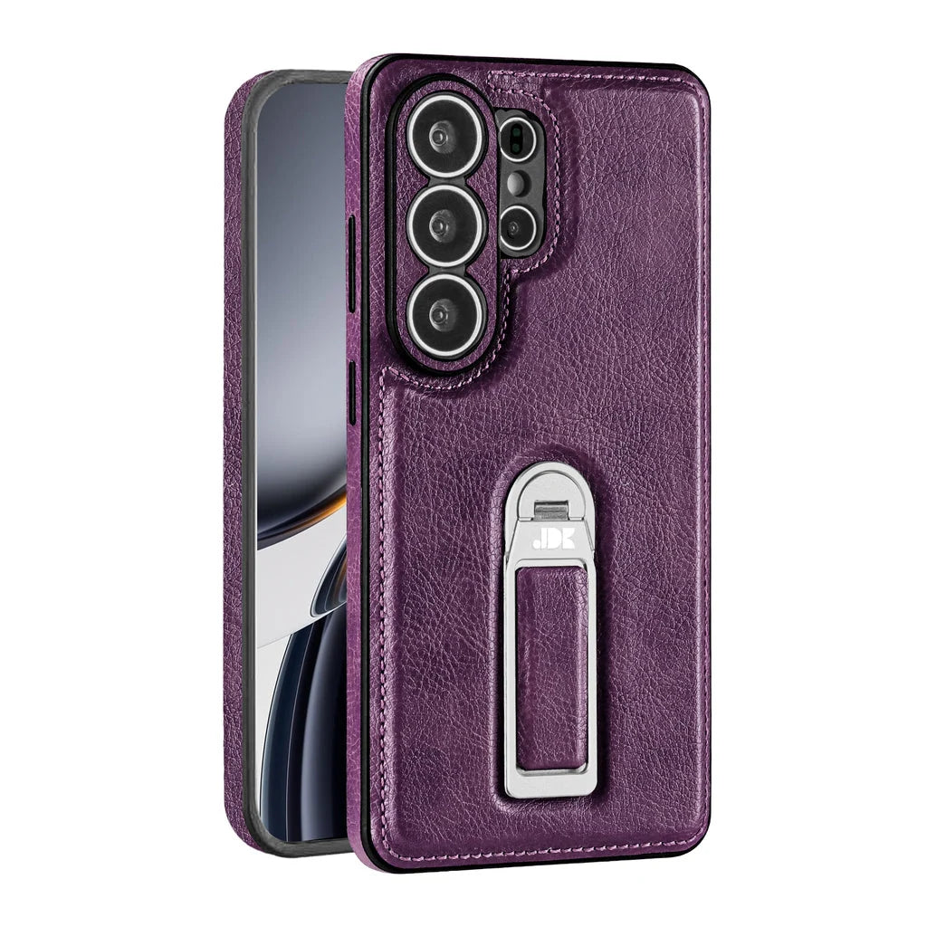 Phone Case Genuine Leather Adjustable Stand Magnetic Wireless Charging