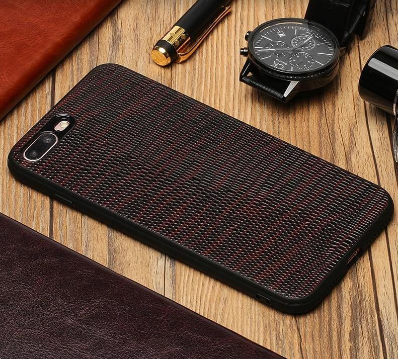 Phone Case Genuine Leather Lizard Texture Shock-Resistant