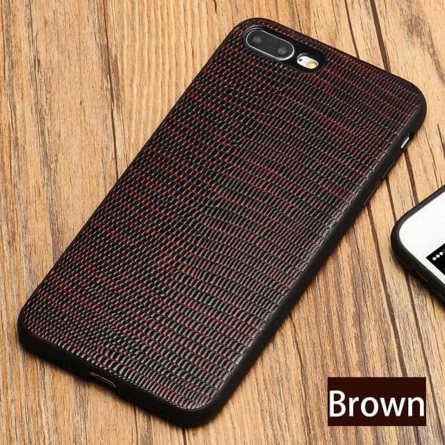 Phone Case Genuine Leather Lizard Texture Shock-Resistant