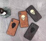 Phone Case Genuine Leather Skull Design Impact-Resistant