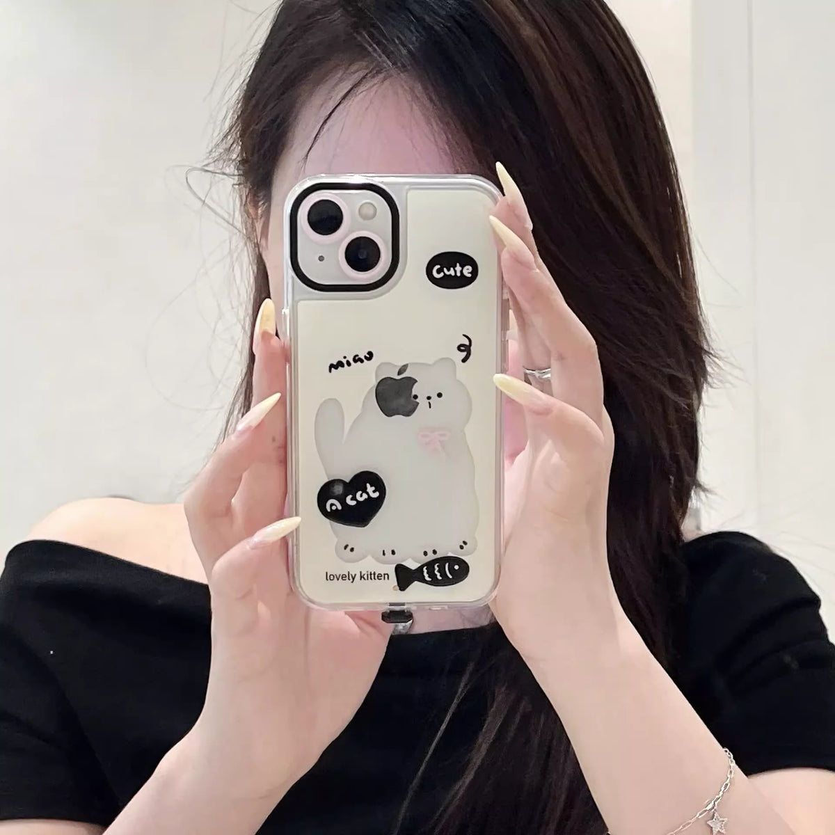 Phone Case Glow-in-the-Dark Shock-Absorbing Cat Design