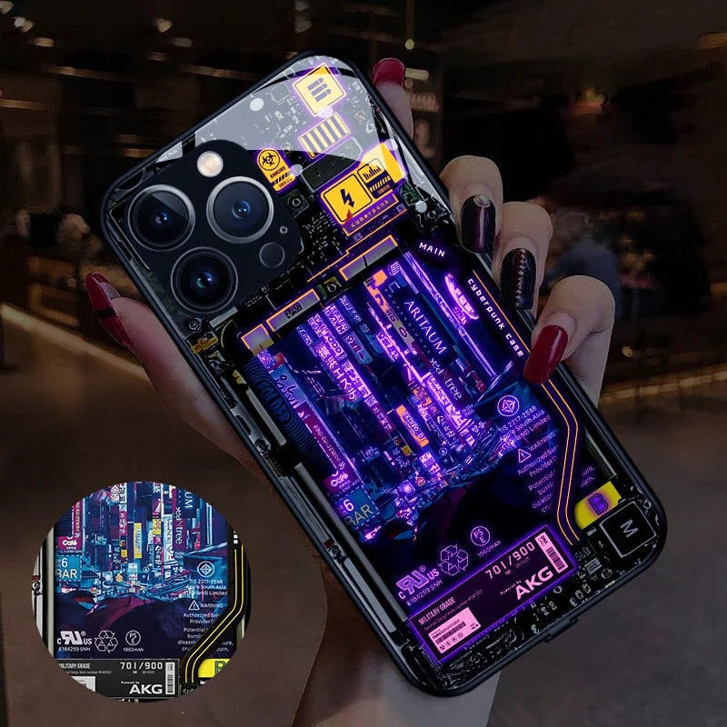 Phone Case LED Cyberpunk Design Scratch-Resistant Slim Protection
