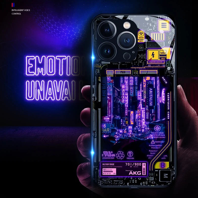 Phone Case LED Cyberpunk Design Scratch-Resistant Slim Protection