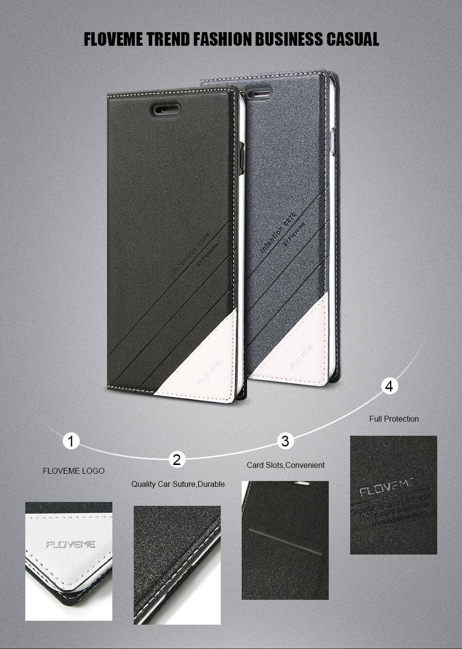 Phone Case Leather Flip Wallet Card Slot Kickstand