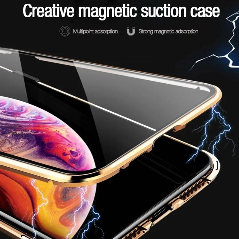 Phone Case Magnetic 9H Tempered Glass Full-Body Protection