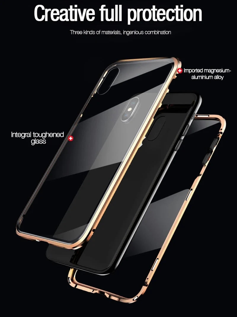 Phone Case Magnetic 9H Tempered Glass Full-Body Protection