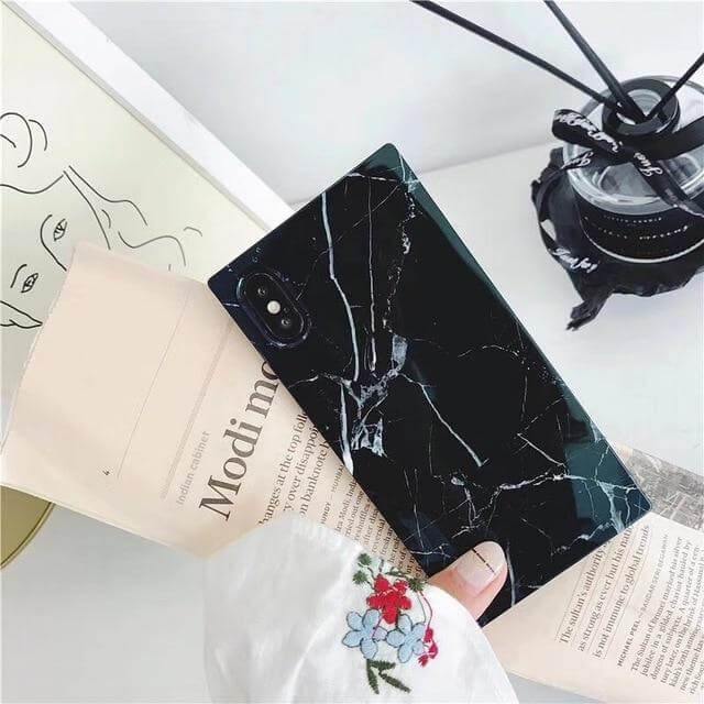 Phone Case Marble Pattern Glossy Mirror Finish Knock Protection