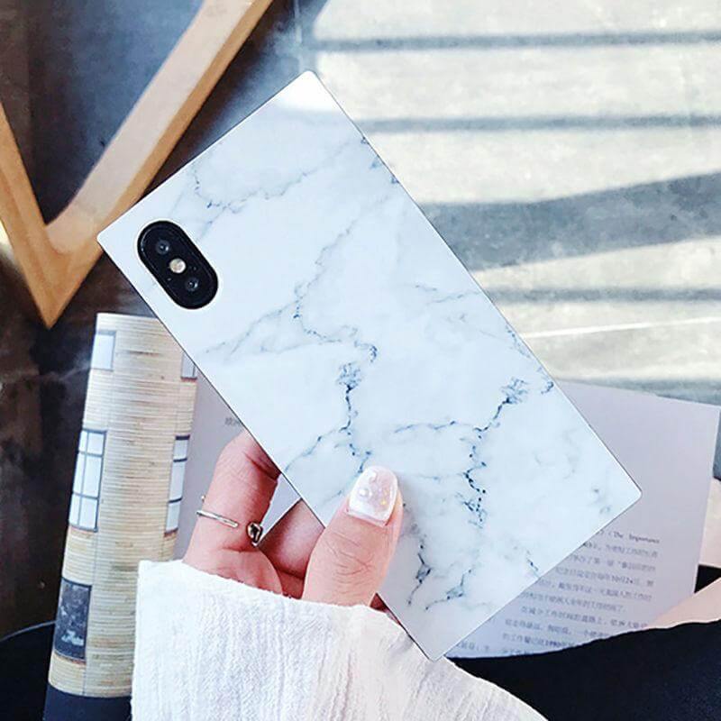 Phone Case Marble Pattern Glossy Mirror Finish Knock Protection