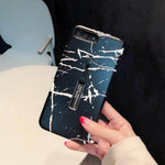 Phone Case Marble Pattern Ring Holder & Kickstand Shockproof Protection