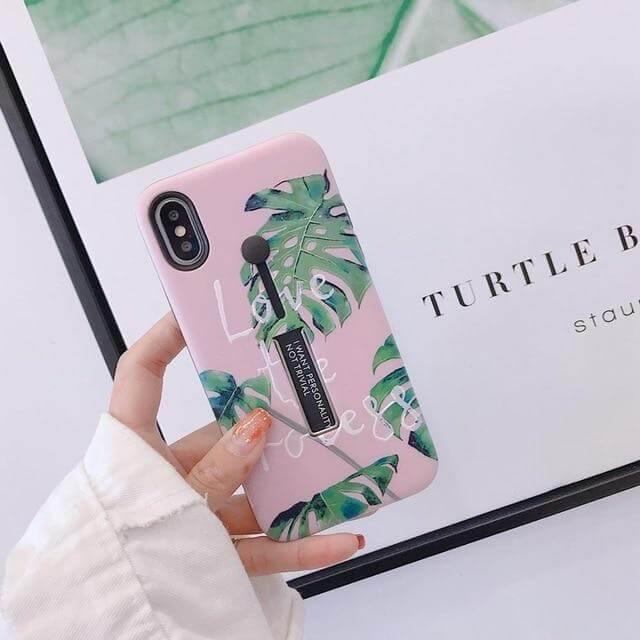 Phone Case Marble Pattern Ring Holder & Kickstand Shockproof Protection
