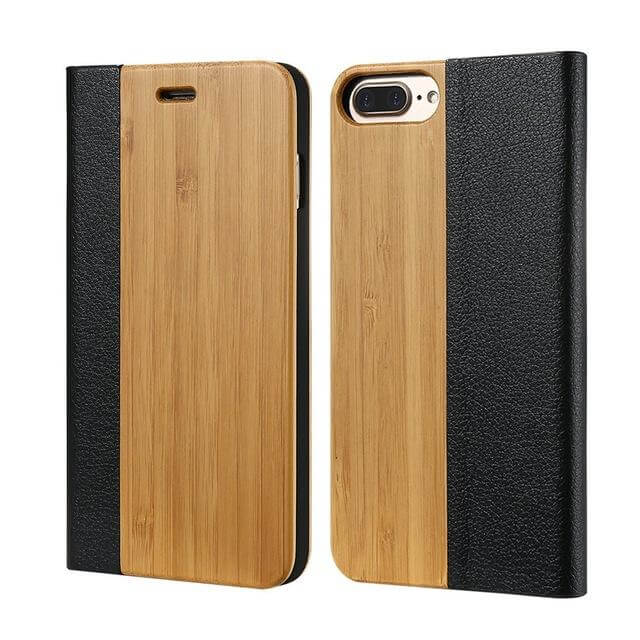 Phone Case Natural Wood Card Pocket & Kickstand