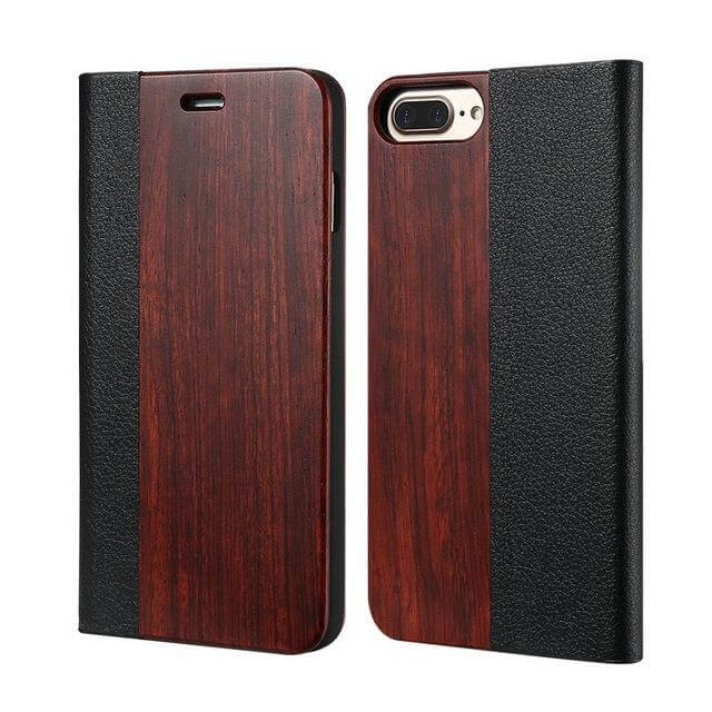 Phone Case Natural Wood Card Pocket & Kickstand