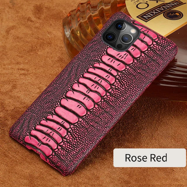Phone Case Ostrich Leather Shock-Absorbing Protection