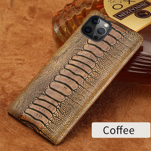 Phone Case Ostrich Leather Shock-Absorbing Protection
