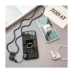 Phone Case Plaid Mirror Ring Holder Kickstand