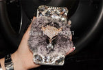 Phone Case Rabbit Fur Leather Rhinestone Dirt-Resistant