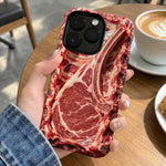 Phone Case Raw Steak Print ABS Wrapped Edges