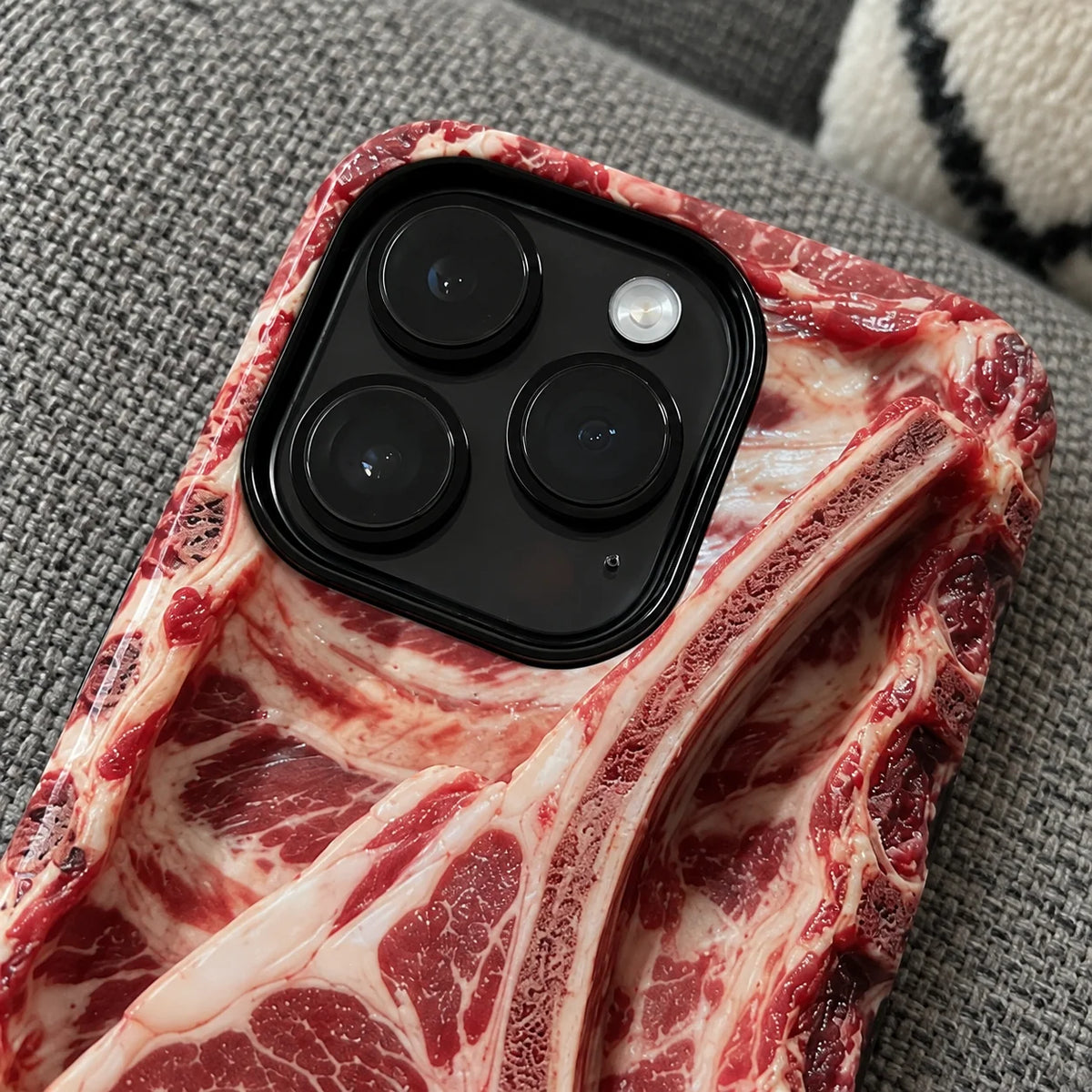 Phone Case Raw Steak Print ABS Wrapped Edges