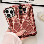 Phone Case Raw Steak Print ABS Wrapped Edges