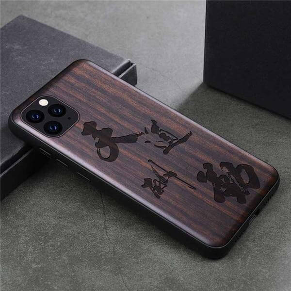 Phone Case Real Wood Back Soft TPU Bumper Protection
