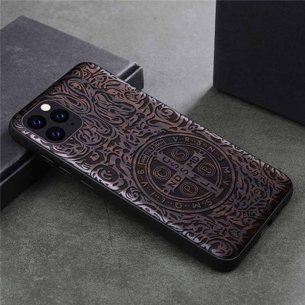 Phone Case Real Wood Back Soft TPU Bumper Protection