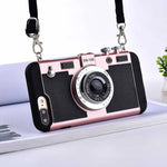 Phone Case Retro Camera Design Soft TPU Long Strap