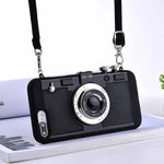 Phone Case Retro Camera Design Soft TPU Long Strap