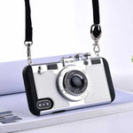 Phone Case Retro Camera Design Soft TPU Long Strap