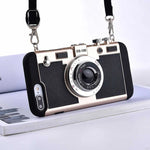 Phone Case Retro Camera Design Soft TPU Long Strap