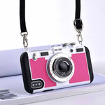 Phone Case Retro Camera Design Soft TPU Long Strap