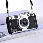 Phone Case Retro Camera Design Soft TPU Long Strap