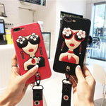 Phone Case Rhinestone Sunglasses Design Flower Hand Strap